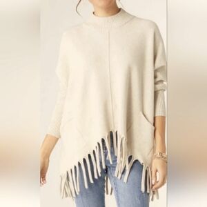 COCO+CARMEN Cream Fringe Sweater With Pockets XS